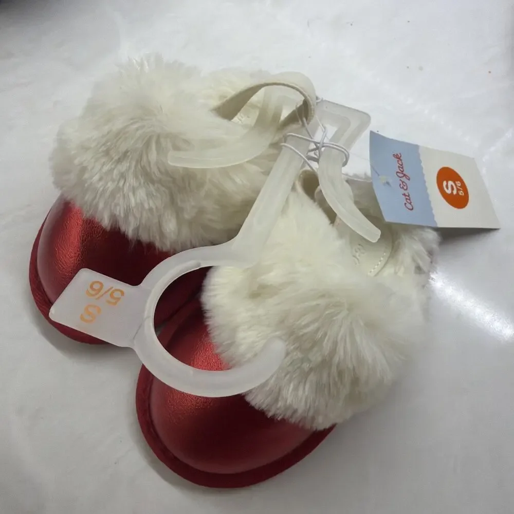 Cat & Jack Lila Silver Metallic Red Toddler Slippers NWT Toddler Girls Size 5/6